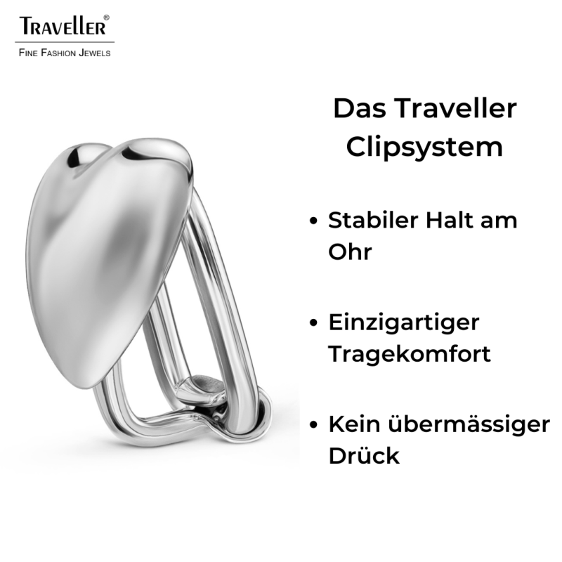 Traveller Ohrclips - Silberfarben - Herz - Platiniert - 11x10 mm - 157795 