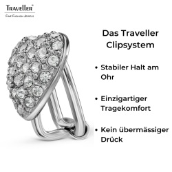 Traveller Ohrclips - Silberfarben - Herz - Kristalle - Platiniert - 11x10 mm - 157797