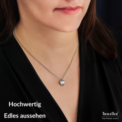 Traveller Halskette mit Anhänger - Silberfarben - Herz - Ø10mm - Platiniert - Länge verstellbar 38+3+3cm - 157812