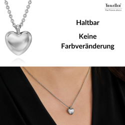 Traveller Halskette mit Anhänger - Silberfarben - Herz - Ø10mm - Platiniert - Länge verstellbar 38+3+3cm - 157812