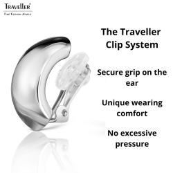 Traveller Clip-on Earrings - Silver Coloured - Platinum Plated - Half Round - 25x18 mm - 138052