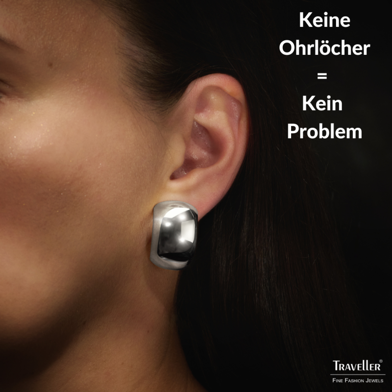 Traveller Ohrclip - Silberfarben - Platiniert - Halbcreole - 25x18 mm - 138052