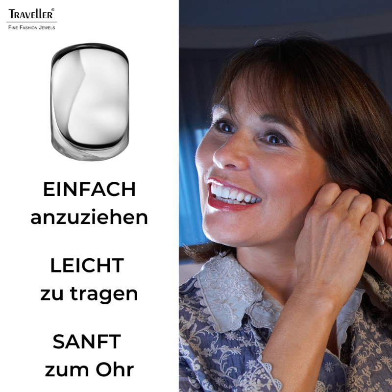 Traveller Ohrclip - Silberfarben - Platiniert - Halbcreole - 25x18 mm - 138052