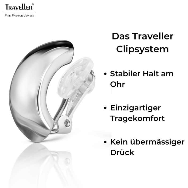 Traveller Ohrclip - Silberfarben - Platiniert - Halbcreole - 25x18 mm - 138052