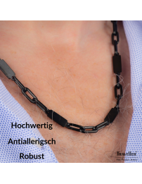 Traveller Collier - Herren - Kette Man - Matt Schwarz Edelstahl - 55cm lang - 181244
