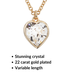 Traveller Necklace with Pendant - 22ct Gold Plated - Heart - Swarovski Crystal - 11x10 mm - 38+3+3 cm - 157257