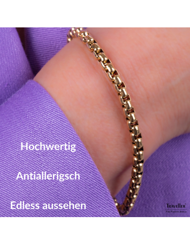 Traveller Armband - Edelstahl - Vergoldet - Kompakte Glieder - 21 cm - 181218