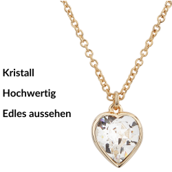 Traveller Halskette mit Anhänger - 22kt Vergoldet - Herz - Swarovski Kristall - 11x10 mm - 38+3+3 cm - 157257