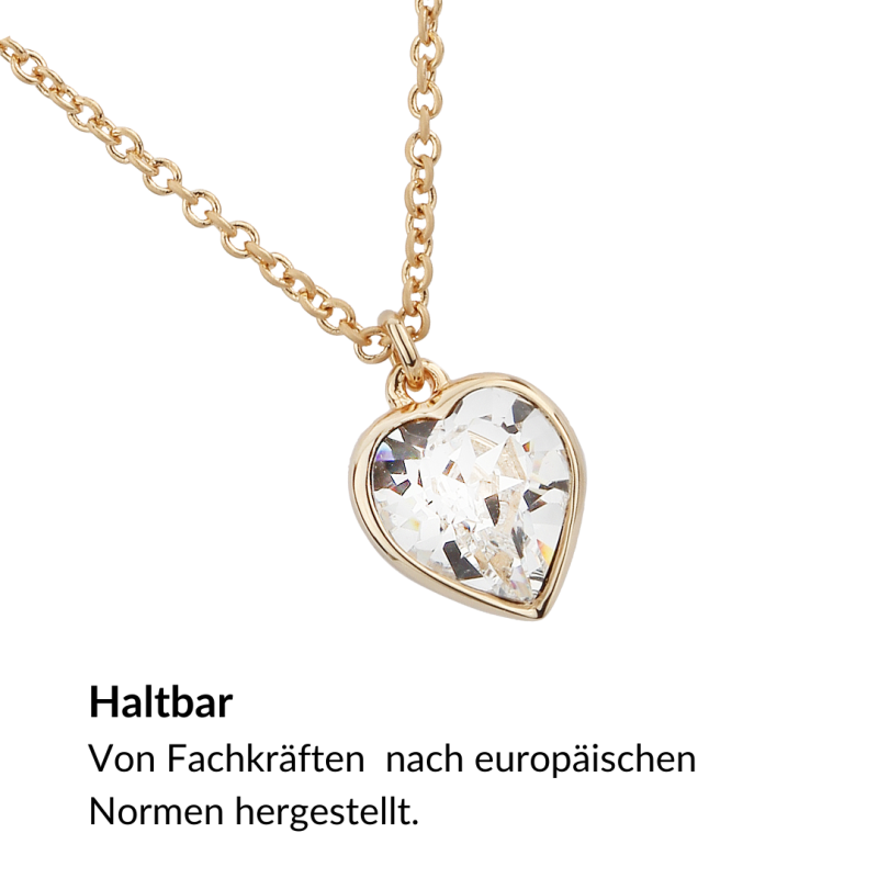 Traveller Halskette mit Anhänger - 22kt Vergoldet - Herz - Swarovski Kristall - 11x10 mm - 38+3+3 cm - 157257