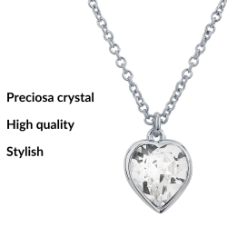 Traveller Necklace with Pendant - Platinum Plated - Heart - Swarovski Crystal - 11x10 mm - 38+3+3 cm - 157258
