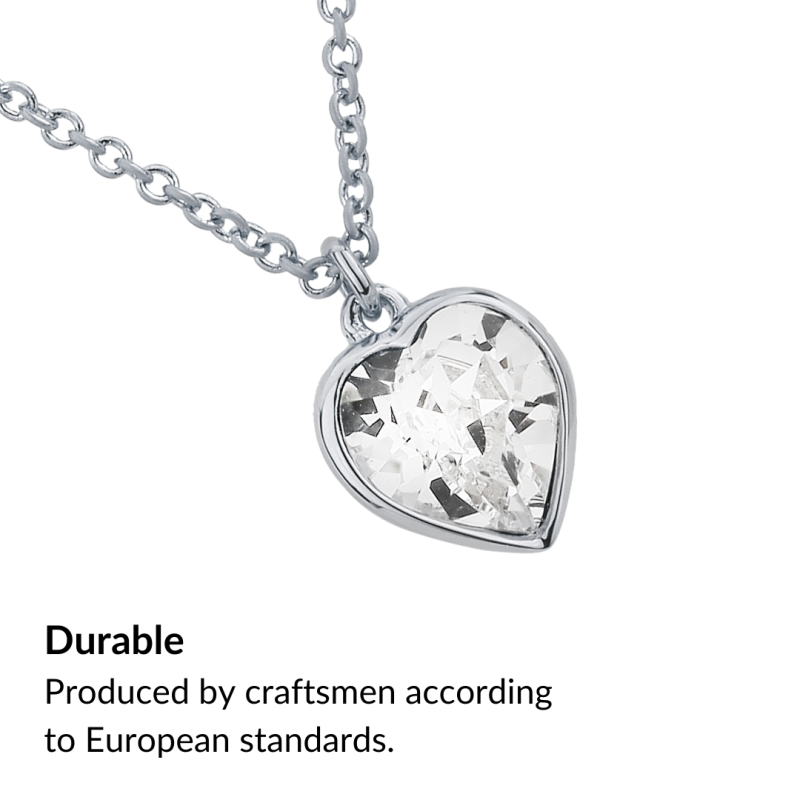 Traveller Necklace with Pendant - Platinum Plated - Heart - Swarovski Crystal - 11x10 mm - 38+3+3 cm - 157258