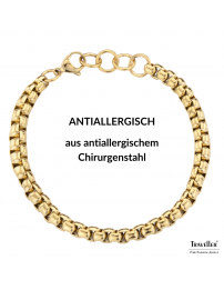 Traveller Armband - Edelstahl - Vergoldet - Kompakte Glieder - 21 cm - 181218