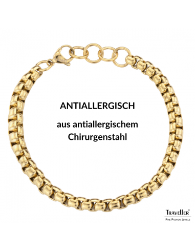 Traveller Armband - Edelstahl - Vergoldet - Kompakte Glieder - 21 cm - 181218