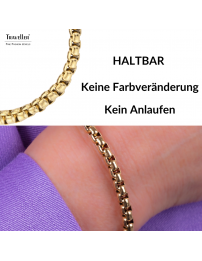 Traveller Armband - Edelstahl - Vergoldet - Kompakte Glieder - 21 cm - 181218