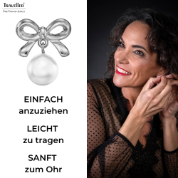 Traveller Ohrstecker - Silberfarben - Perle - Ø 8mm - Weiß - Schleife - Platiniert - 17x14 mm - 114340