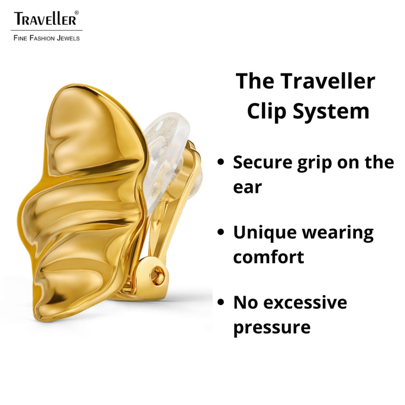 Traveller Earrings - 22ct Gold Plated - Waves - 20x16 mm - 157767