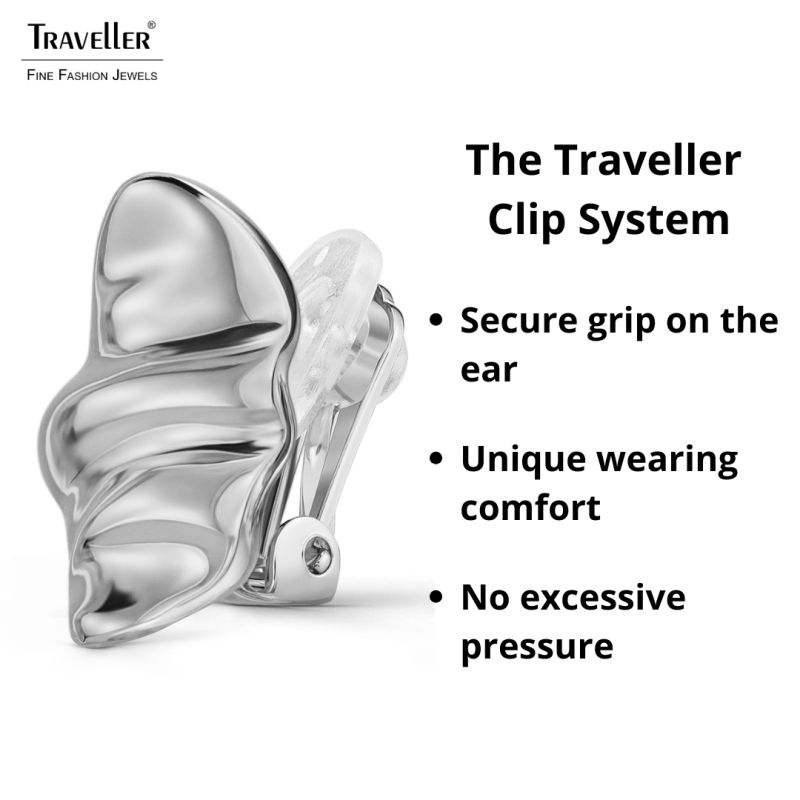 Traveller Earrings - Silver Coloured - Waves - Platinum Plated - 20x16 mm - 157768