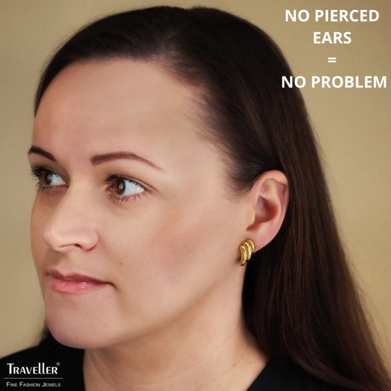 Traveller Clip-on Earrings - 22ct Gold Plated - 17z10 mm - 157769