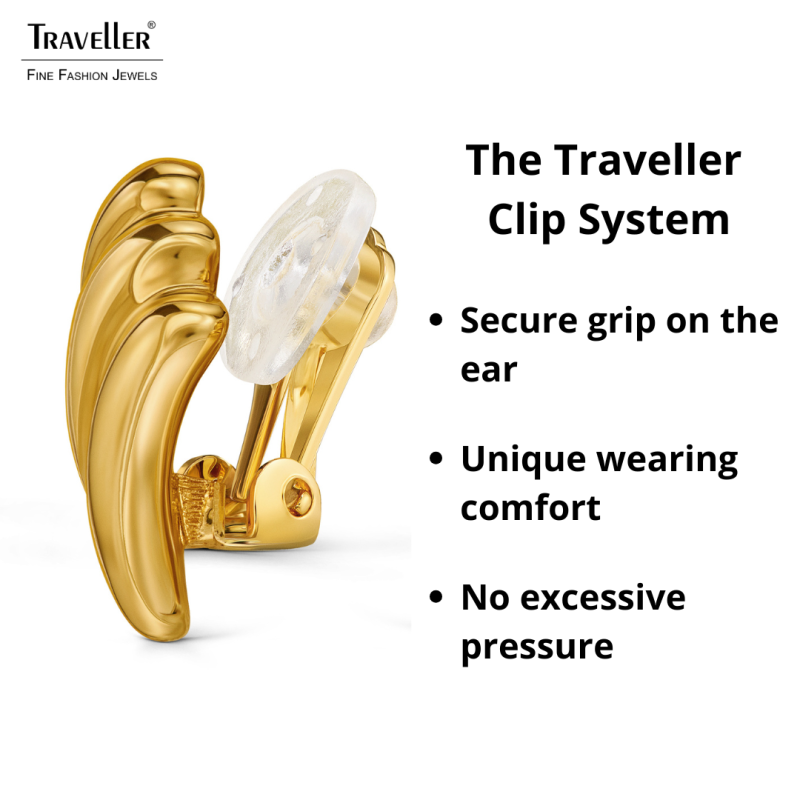 Traveller Clip-on Earrings - 22ct Gold Plated - 17z10 mm - 157769
