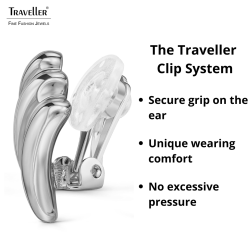 Traveller Clip-on Earrings - Silver Coloured - Platinum Plated - 17x10 mm - 157770