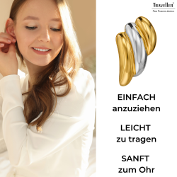 Traveller Ohrclips - Bicolor - 22kt Vergoldet & Platiniert - 17x10 mm - 157771