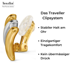 Traveller Ohrclips - Bicolor - 22kt Vergoldet & Platiniert - 17x10 mm - 157771