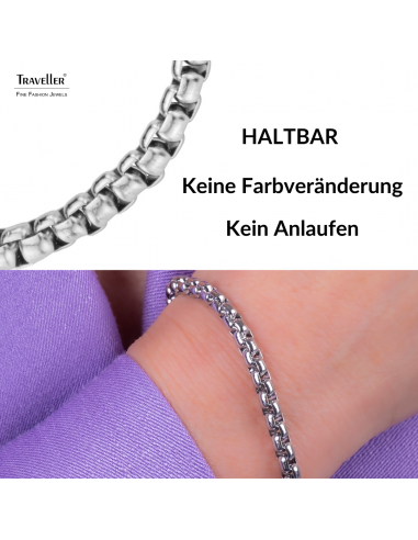 Traveller Armband - Edelstahl - Silberfarben - Kompakte Glieder - 21 cm - 181220