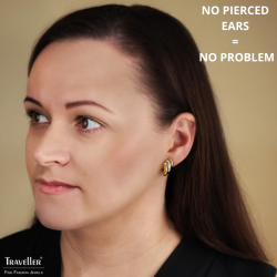 Traveller Clip-on Earrings - Bicolor - 22ct Gold Plated & platinum Plated - 17x10 mm - 157771 