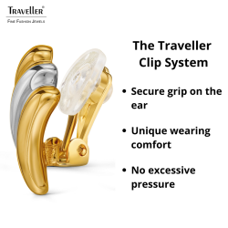 Traveller Clip-on Earrings - Bicolor - 22ct Gold Plated & platinum Plated - 17x10 mm - 157771 