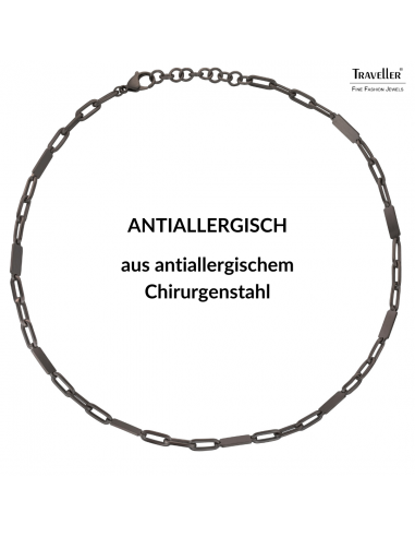 Traveller Collier - Herren - Kette Man - Matt Schwarz Edelstahl - 55cm lang - 181244
