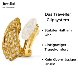 Traveller Ohrclips - 22kt Vergoldet - Kristalle - Dreieck - 15x15 mm - 157772