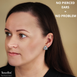 Traveller Clip-on Earrings - Silver Coloured - Crystals - Triangle - Platinum Plated - 15x15 mm - 157773