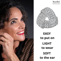 Traveller Clip-on Earrings - Silver Coloured - Crystals - Triangle - Platinum Plated - 15x15 mm - 157773