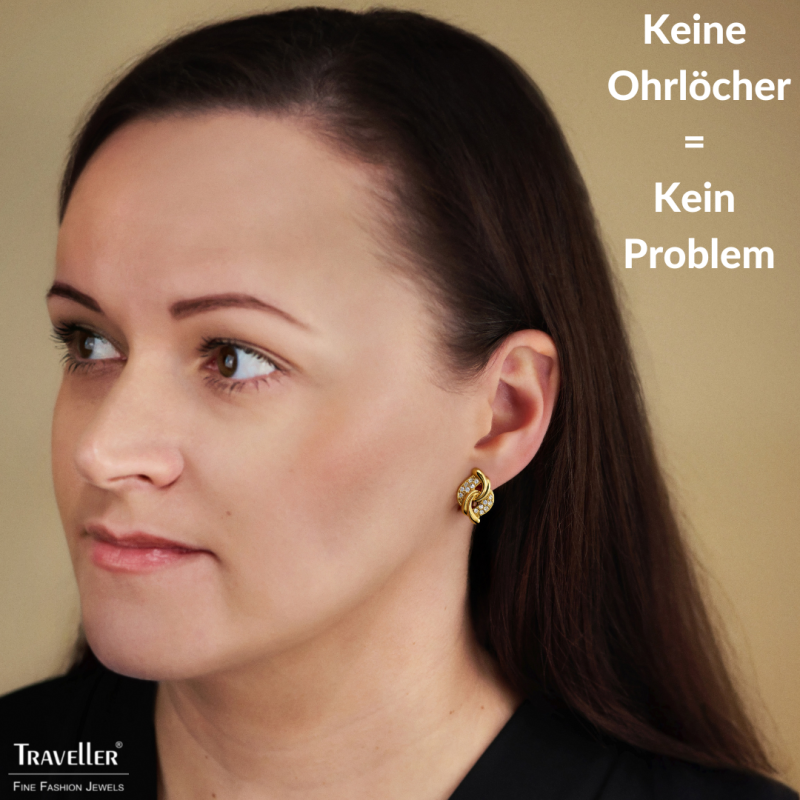 Traveller Ohrclip - 22kt Vergoldet - Kristalle - 20x13 mm - 157782