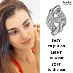 Traveller Clip-on Earrings - Silver Coloured - Crystals - Platinum Plated - 20x13 mm - 157783