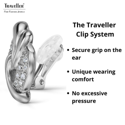 Traveller Clip-on Earrings - Silver Coloured - Crystals - Platinum Plated - 20x13 mm - 157783