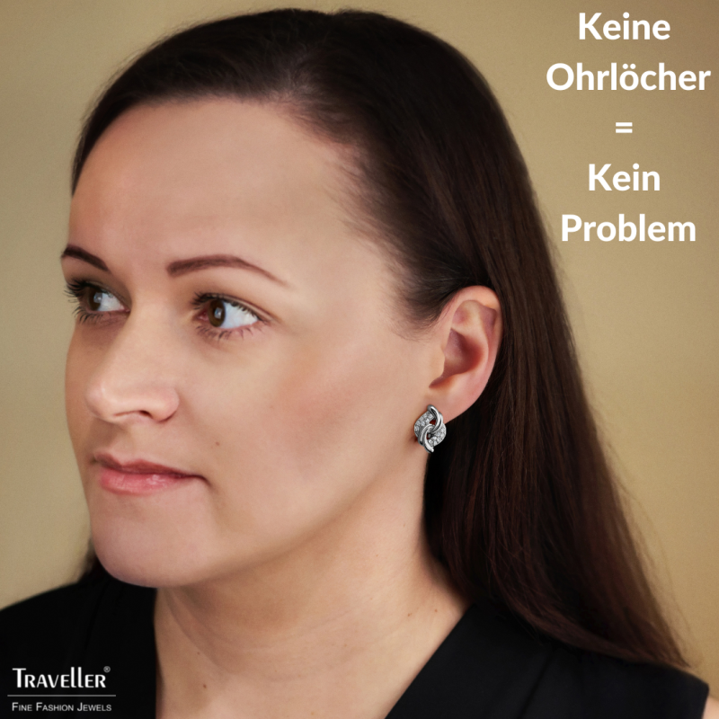 Traveller Ohrclip - Silberfarben - Kristalle - Platiniert - 20x13 mm - 157783