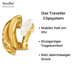 Traveller Ohrclips - 22kt Vergoldet - Kristalle - 18x10 mm - 157774