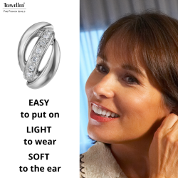 Traveller Clip-on Earrings - Silver Coloured - Crystals - Platinum Plated - 18x10 mm - 157775