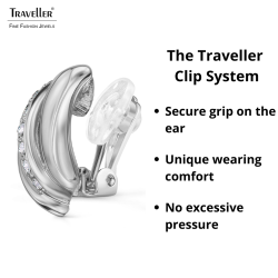 Traveller Clip-on Earrings - Silver Coloured - Crystals - Platinum Plated - 18x10 mm - 157775