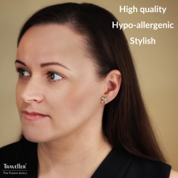 Traveller Earrings - 22ct Gold Plated - Crystals - Flower - Ø 13 mm  - 157790