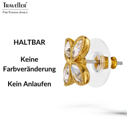 Traveller Ohrstecker - 22kt Vergoldet - Kristalle - Blüme - Ø 13 mm  - 157790