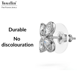 Traveller Earrings - Silver Coloured - Crystals - Flower - Platinum Plated - Ø 13 mm  - 157791