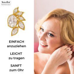 Traveller Ohrclips - 22kt Vergoldet - Kristalle - Blume - 20x12 mm - 157776