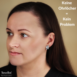 Traveller Ohrclips - Silberfarben - Kristalle - Platiniert - Blume - 20x12 mm - 157777