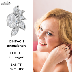 Traveller Ohrclips - Silberfarben - Kristalle - Platiniert - Blume - 20x12 mm - 157777