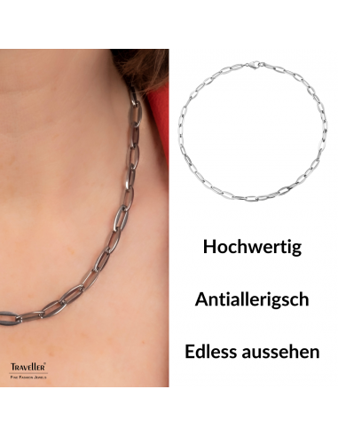 Traveller Collier - Edelstahl - Silberfarben - Glieder - 45 cm - 181223