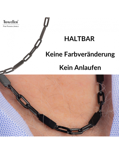Traveller Collier - Herren - Kette Man - Matt Schwarz Edelstahl - 55cm lang - 181244
