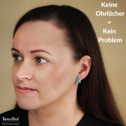 Traveller Oorclips - Zilverkleurig - Kristallen - Blauw / Aqua Bohemica - Geplatineerd - 20x12 mm - 157781