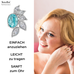 Traveller Oorclips - Zilverkleurig - Kristallen - Blauw / Aqua Bohemica - Geplatineerd - 20x12 mm - 157781